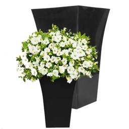 2 x Tall Black Milano Shiny Gloss Finish Plastic Flower Planters For Home & Gardens Black