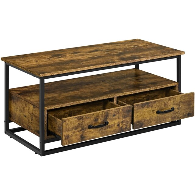 Extra Large Rustic Storage Table Yaheetech Vintage Storage Center Table Rustic Brown by Tesco ...