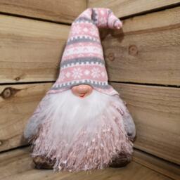 30cm Christmas Male Gonk with LED Light - Striped Hat