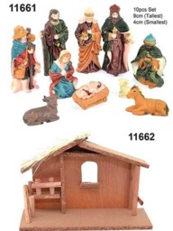 LARGE Handmade Nativity Scene Birth Jesus Christ Wooden Stable Figurine House Sculpture Christmas Decoration Xmas Décor, W