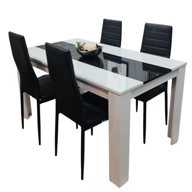 Kosy Koala Modern Dining Table Set With 4 Black Chairs Dining Room Furniture