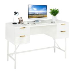 COSTWAY Modern Computer Desk with 4 Drawers White