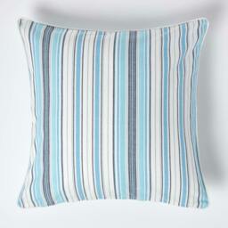 Homescapes Cotton New England Stripe Cushion Cover - 60 x 60 cm Blue Blue 60 x 60 cm