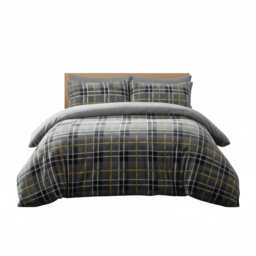 Ultra Soft Teddy Duvet Cover Tartan Check Reversible Fleece Bedding Grey Single