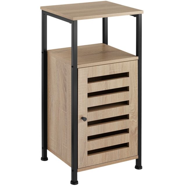 Bedside Table Durham - 2 shelves, storage cabinet with door and shelf, 38.5 x 31.5 x 81 cm Brown industrial wood light, oak Sonoma 31,50 x 38,50 x 81 cm 1
