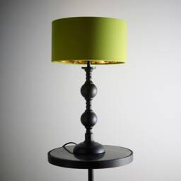 Churchgate Black Metal Base Table Lamp with Green Velvet Shade Green