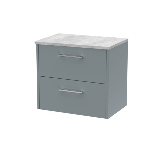 Balterley Winshill Contemporary 2 Drawer Wall Hung Vanity Unit with Laminate Worktop, Grey, 600mm