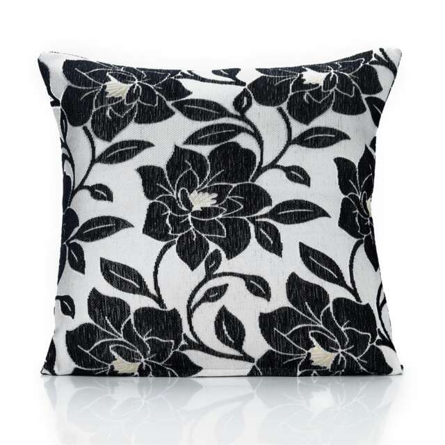 Peony Chenille 45cm x 45cm Black Cushion Set of 4 Black Cream 45cm x 45cm x 10cm 4