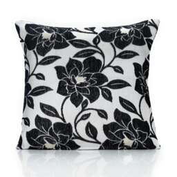 Peony Chenille 45cm x 45cm Black Cushion Set of 4 Black Cream 45cm x 45cm x 10cm 4