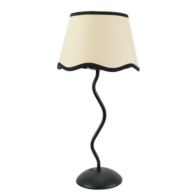 ValueLights Wiggle Black Metal Table Lamp Scallop Black Trim Taper Shade
