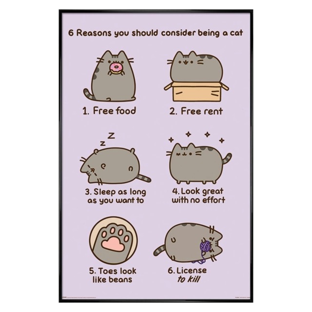 Gloss Black Framed Pusheen Reasons To Be A Cat Maxi Poster Framed Poster
