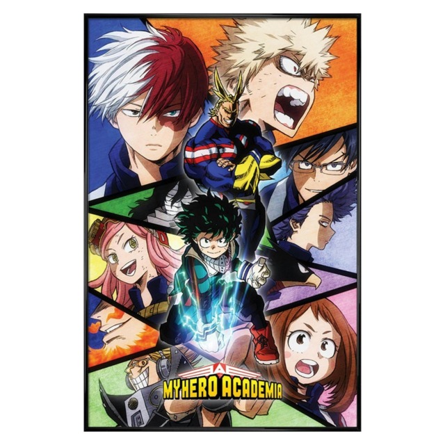 Gloss Black Framed My Hero Academia Characters Mosaic Maxi Poster Multi