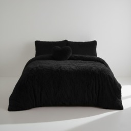 Super Fluffy Duvet Cover Ultra Soft, Cloud-Like Comfort Snug Sleep Black Double