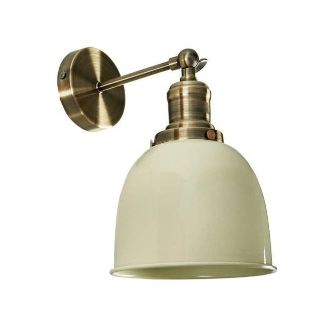 ValueLights Wilhelm Antique Gold Adjustable Wall Light Cream Shade