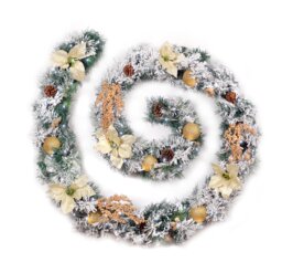Best Artificial 9ft Frosted Gold Christmas Garland with 80 Bright white battery lights