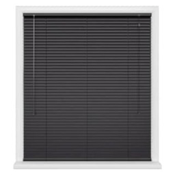 90cm Black Aluminium Venetian Blinds 152cm Drop (25mm Slats) Black Black