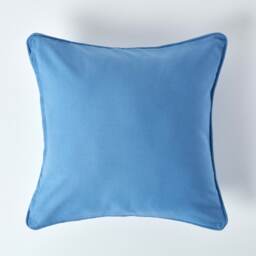 Homescapes Cotton Plain Air Force Blue Cushion Cover - 30 x 30 cm Blue Air force blue 1
