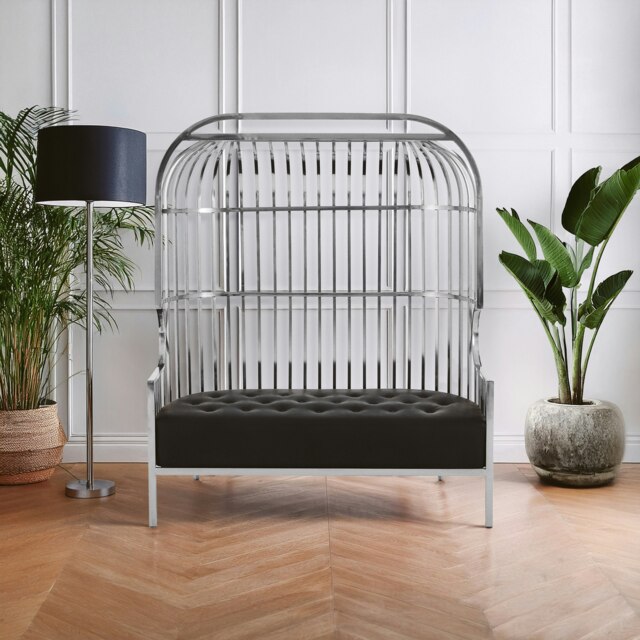 Eliza Two Seat Dome Cage Silver Sofa Silver Two Seater