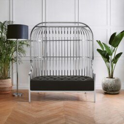 Eliza Two Seat Dome Cage Silver Sofa Silver Two Seater
