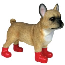 French Bulldog In Red Wellington Boots Dog Figurine Home Or Garden Decoration