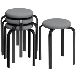 HOMCOM Stackable Stools Modern Cushioned Set of 4 Dark Grey