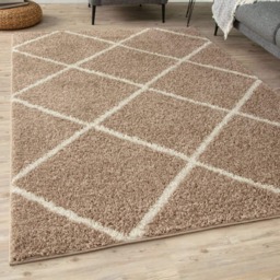 The Rugs Moroccan Collection Soft High Pile Shaggy Diamond Rugs and Runners Living Room