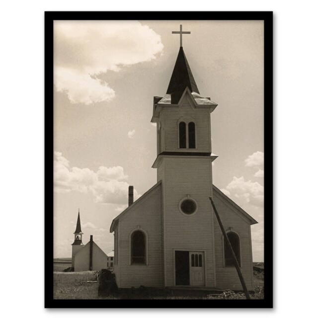 "Three Churches South Dakota Dorothea Lange Framed Wall Art Print 12X16"""