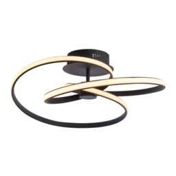 Dune Modern Designer LED Semi Flush Light Swirl Textured Black Finish