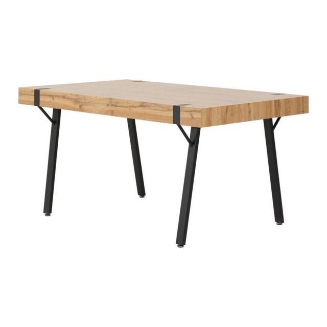 Treviso Dining Table - L90 x W150 x H76 cm - Light Oak Effect/Black Multi