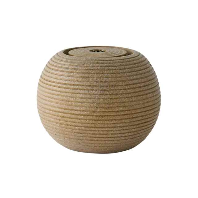 ValueLights Natural Round Ribbed Ball Solar Water Fountain Cream
