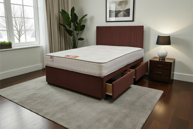 "SKY Plush Bed Set With Mattress, 2 Drawers Same Side & 24""Headboard"