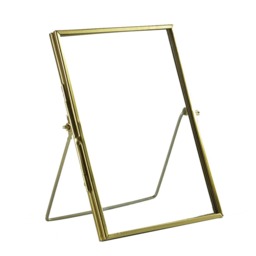 "Nicola Spring Standing Metal Photo Frame - Picture Frame Freestanding Frame Display Poster Frame Gold Gold 5"" x 7"""