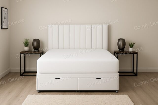 Plush Velvet White Ottoman Storage Bed 4ft Small Double Bed Set with Headboard and Mattress