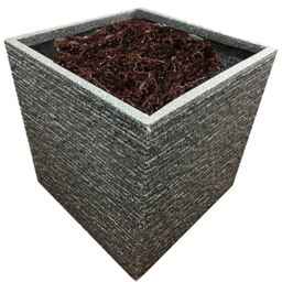 2 x Large Square Slate Effect Planters For Garden Indoor & Outdoor Patio Planters Pots Grey