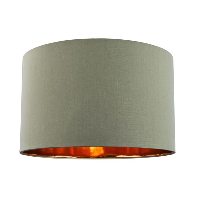 "Olive Green Cotton 14"" Table/Pendant Lampshade with Shiny Copper Inner Green Olive Green 1"