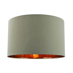 "Olive Green Cotton 14"" Table/Pendant Lampshade with Shiny Copper Inner Green Olive Green 1"