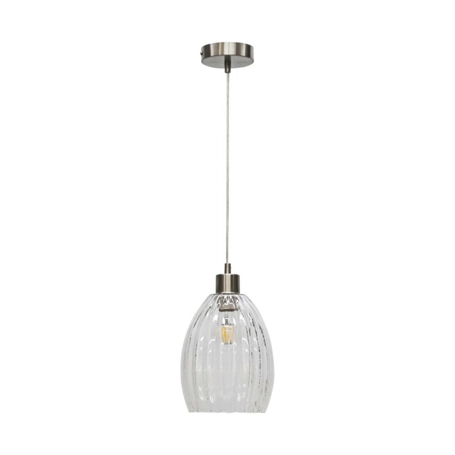 Birch - Clear Fluted Glass with Satin Nickel Pendant Fitting Clear Clear 1