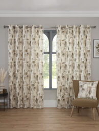 Bamford - Fully Lined Abstract Curtains - Eyelet - Polycotton (Putty, 66'' x 54'' - 168cm x 137cm (Pair)) Brown Putty (W) 168cm x (L) 137cm