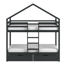 Flair Nest Wooden House Bunk Bed Grey