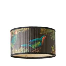 ValueLights Daintree Medium Dark Jungle Bamboo Drum Lamp Shade Multi