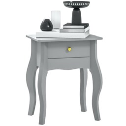HOMCOM End Table French Style Small Table with Drawer and Curved Legs, Grey Grey