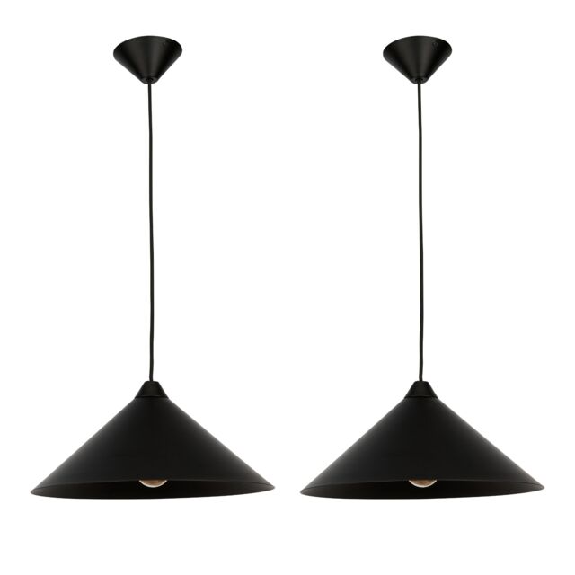 Set of 2 Fontana - Matt Black 40cm Diameter Ceiling Pendant Light