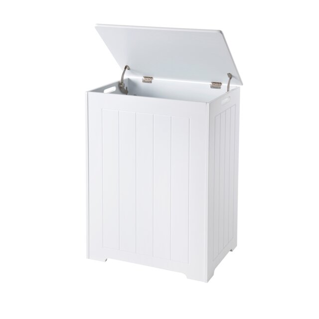 Chester Large White Wooden Laundry Bin, Bathroom Storage Chest, Cabinet, Hamper