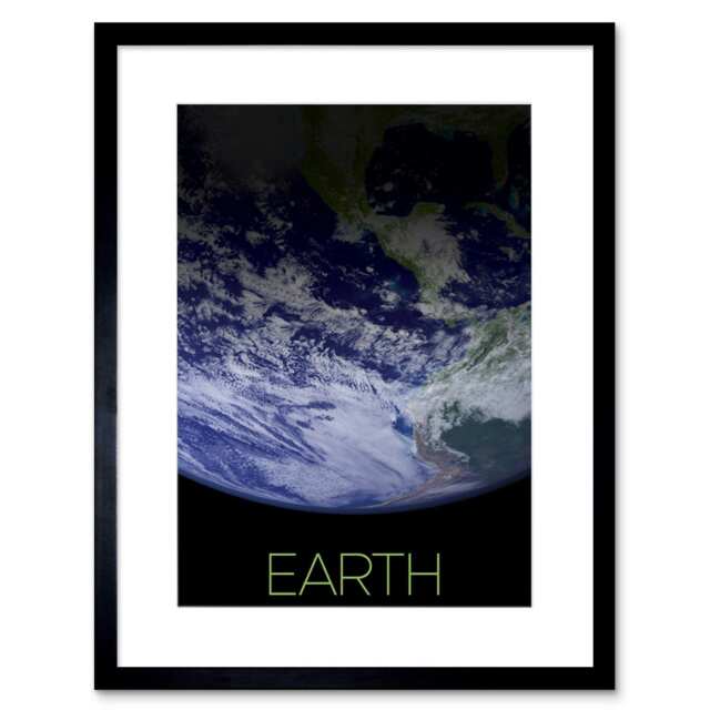 "NASA Our Solar System Earth Planet Image Space 9x7"" Black Framed Wall Art Print"