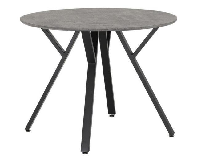 Athens Round Dining Table - L100 x W100 x H76.5 cm - Concrete Effect/Black Grey