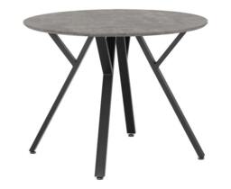 Athens Round Dining Table - L100 x W100 x H76.5 cm - Concrete Effect/Black Grey