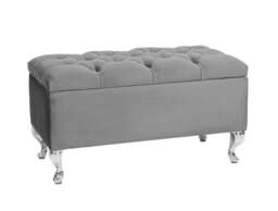 Londona 180cm Chesterfield Ottoman Storage Bench - Plush Velvet Shoe Bench - Grey Upholstery Footstool with Storage