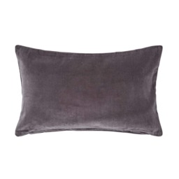 Homescapes Dark Grey Velvet Rectangular Cushion Cover - 30 x 50 cm Grey Dark grey 1
