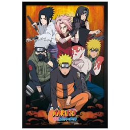 Black Wooden Framed Naruto Shippuden Group Maxi Poster Multi