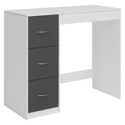 3-Drawer Wooden Desk and Dressing Table - Multi-Functional, 79.5x93x40 cm White White & Black 22.5 x 43.5 x 98.5 1